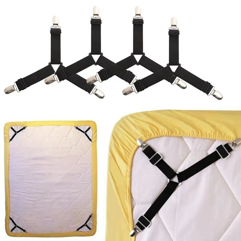 4Pcs/Lot Bed Sheet Fasteners Holder Gadgets for Bed Sheet Organizer Mattress Cover Clip for Home Elastic Straps Adjustable Clips