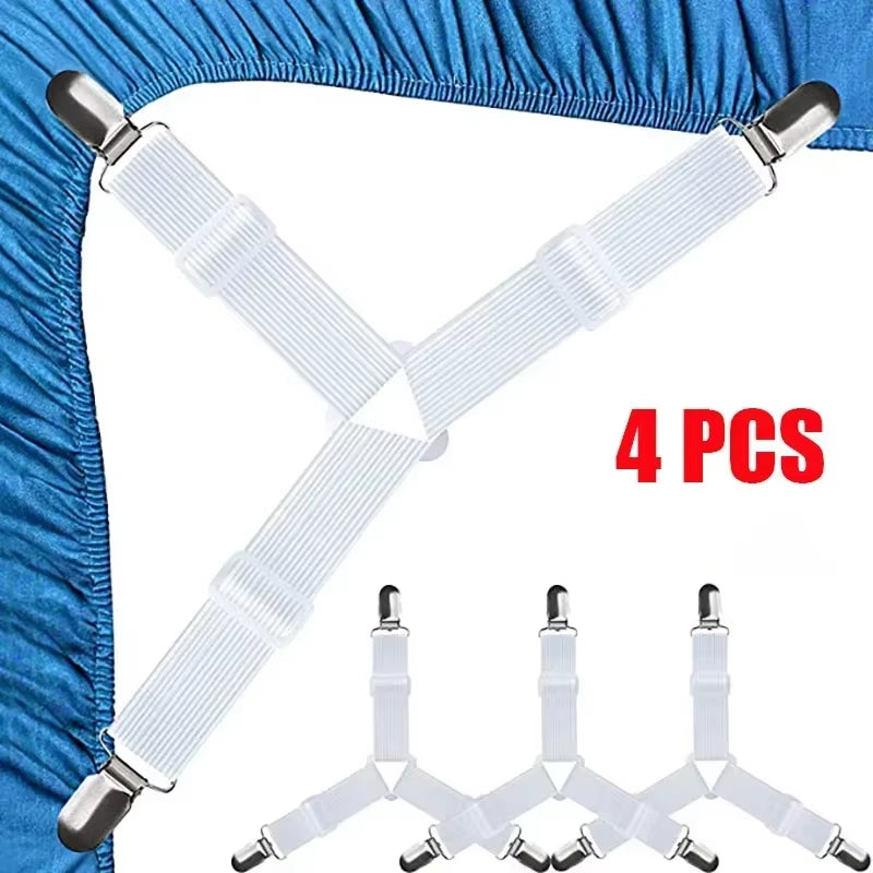 Bed Sheet Holder Adjustable Elastic 12 Clips Fixed Holder Mattress Clip Fasteners Cover Blankets Grippers Fixing Non-Slip Strap