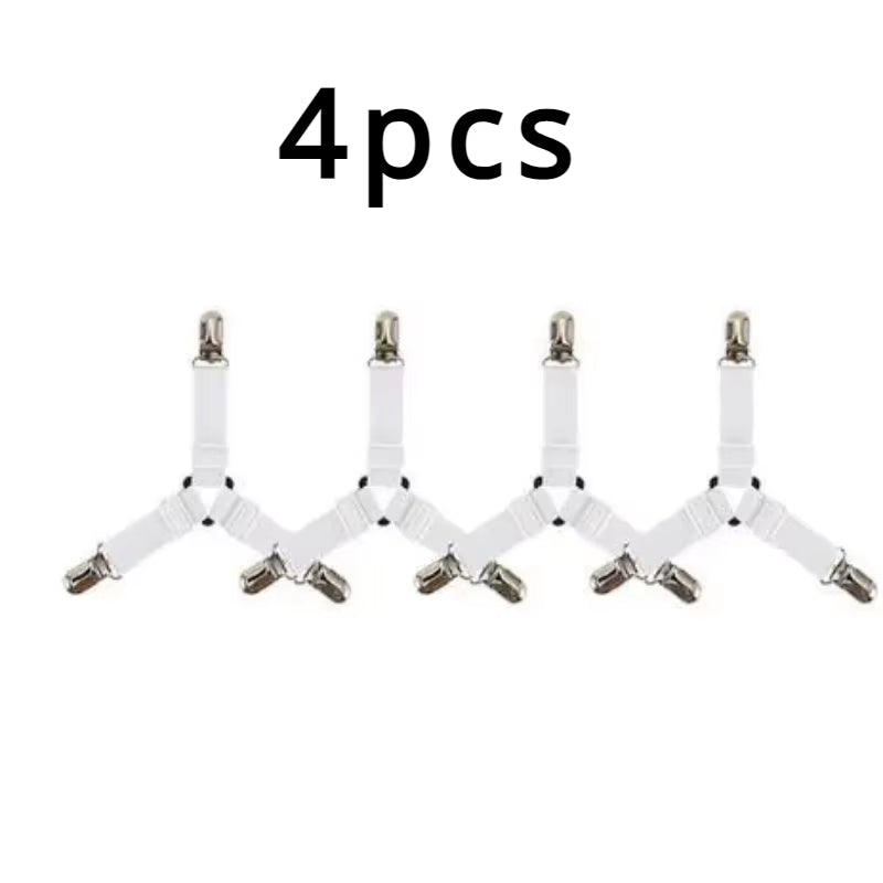 4Pcs/Lot Bed Sheet Fasteners Holder Gadgets for Bed Sheet Organizer Mattress Cover Clip for Home Elastic Straps Adjustable Clips