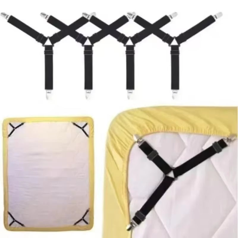 Bed Sheet Holder Adjustable Elastic 12 Clips Fixed Holder Mattress Clip Fasteners Cover Blankets Grippers Fixing Non-Slip Strap