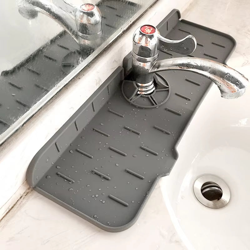 Faucet Mat Kitchen Sink Silicone Splash Pad Drainage Waterstop Bathroom Countertop Protector Quick Dry Tray